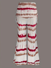  Tie Dye Ruched High Rise Wide Leg Trousers