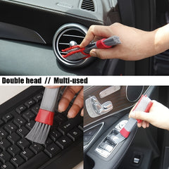 Double Head Brush Car Air Vent Brush Conditioner Grille Duster Wipe Auto Det