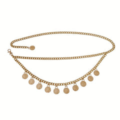 Vintage Coin Pendant Waist Chain Punk Golden Belly Chain Tassel Dress Girdle