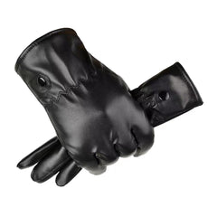 Men's Casual PU Leather Winter Cycling Plus Velvet Thickened Outdoor Windproof