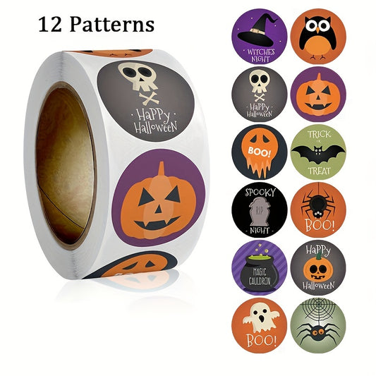 500 Halloween Stickers Pumpkin Bat Spider Round Seal Label