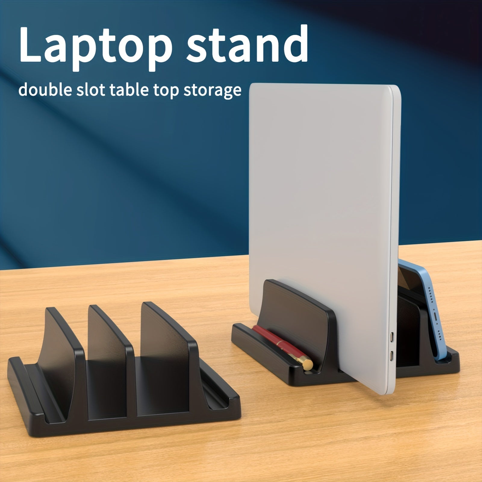 Maiwey Laptop Stand Vertical Desktop Organizer Secure Clip Holder