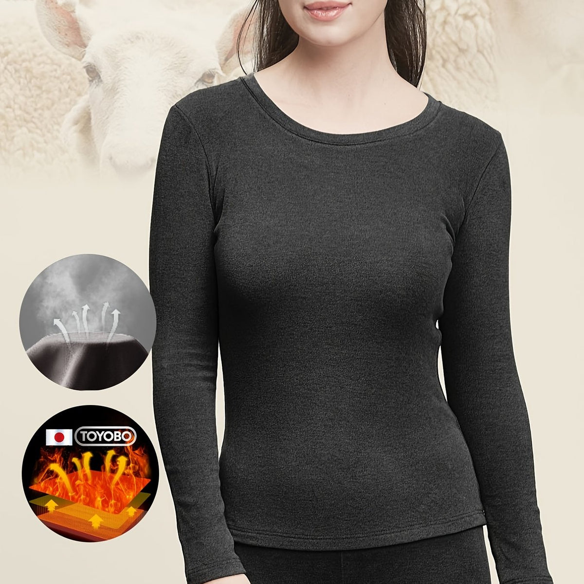 Women's Thermal Top - Thickened & Fuzzy Crew Neck Base Layer