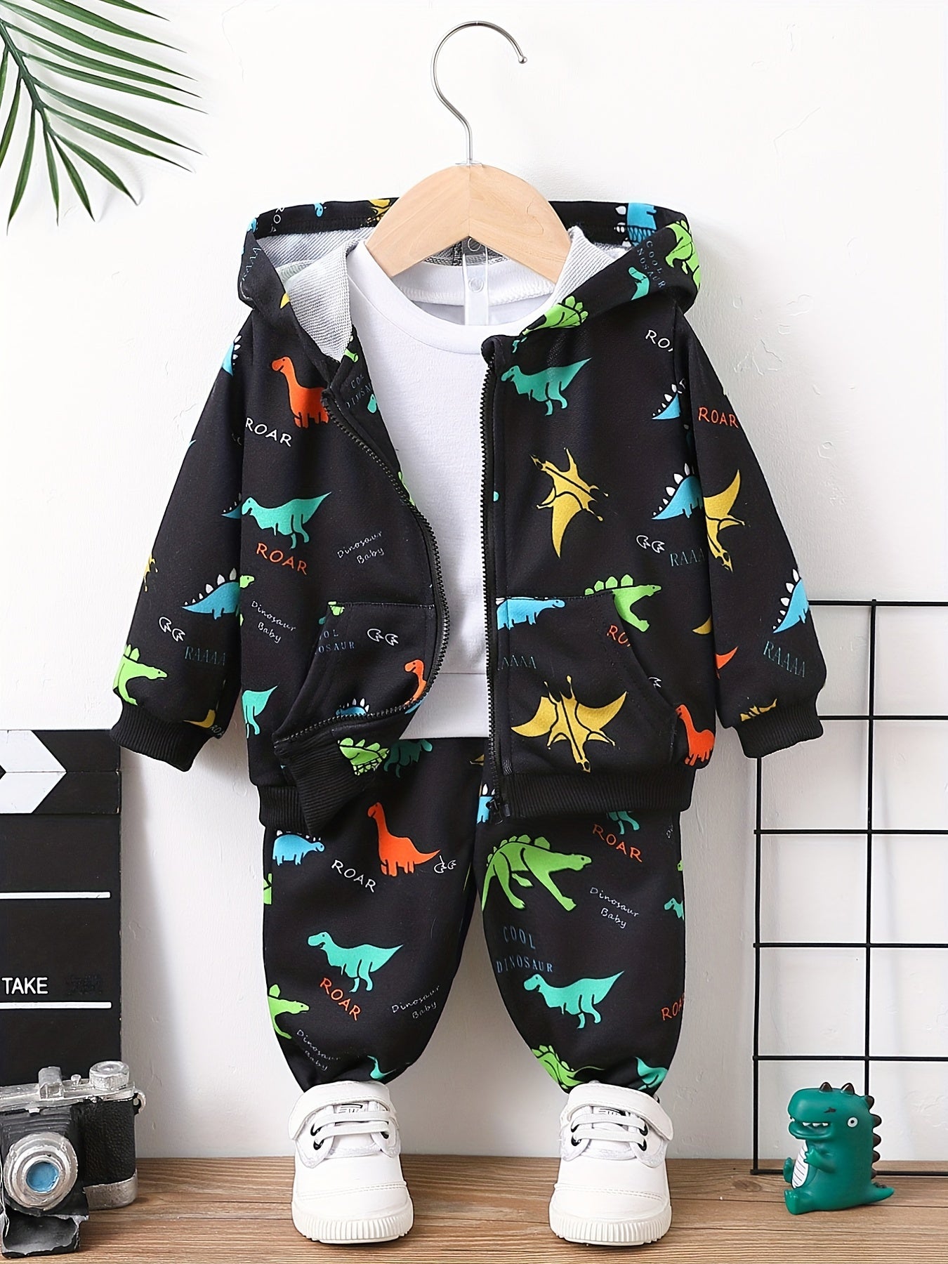 Baby Boys Dinosaur Print Hoodie & Pants Set