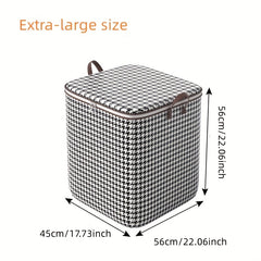 Large Capacity Houndstooth Storage Box Lightweight Zipper Organizer