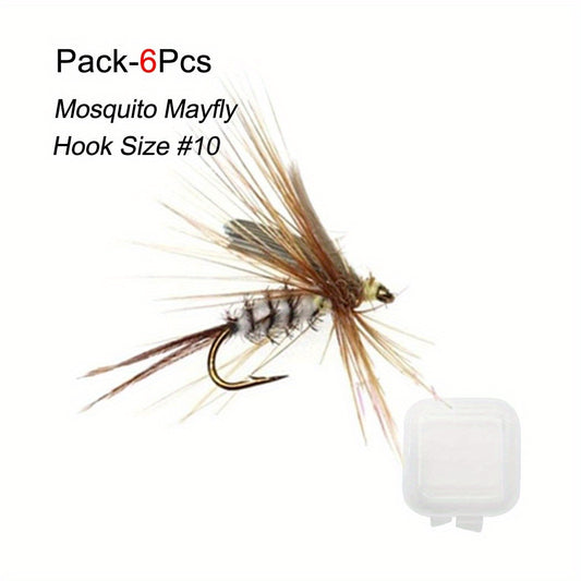 12pcs Mosquito Fly Fishing Lures for Trout Bass Perch Dry Fly Fishing