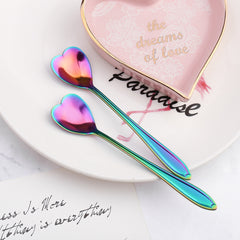 4pcs Heart Shaped Coffee & Dessert Spoon Set Tea Coffee Desserts