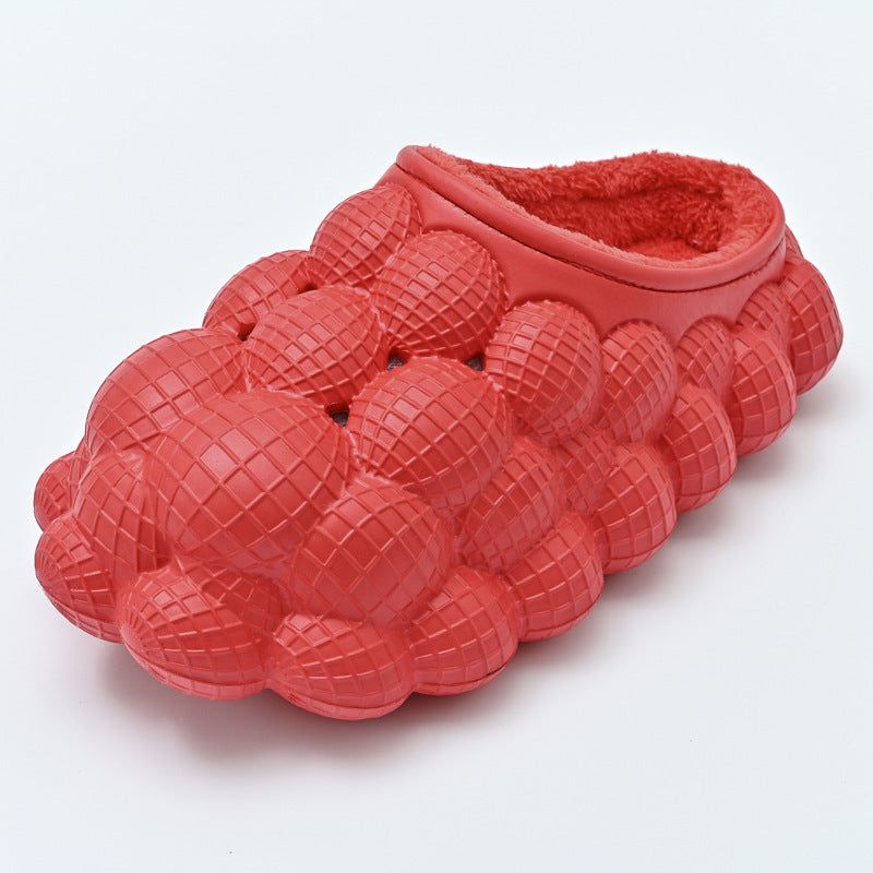 Unisex Massage Bubble Slides With Faux Fur