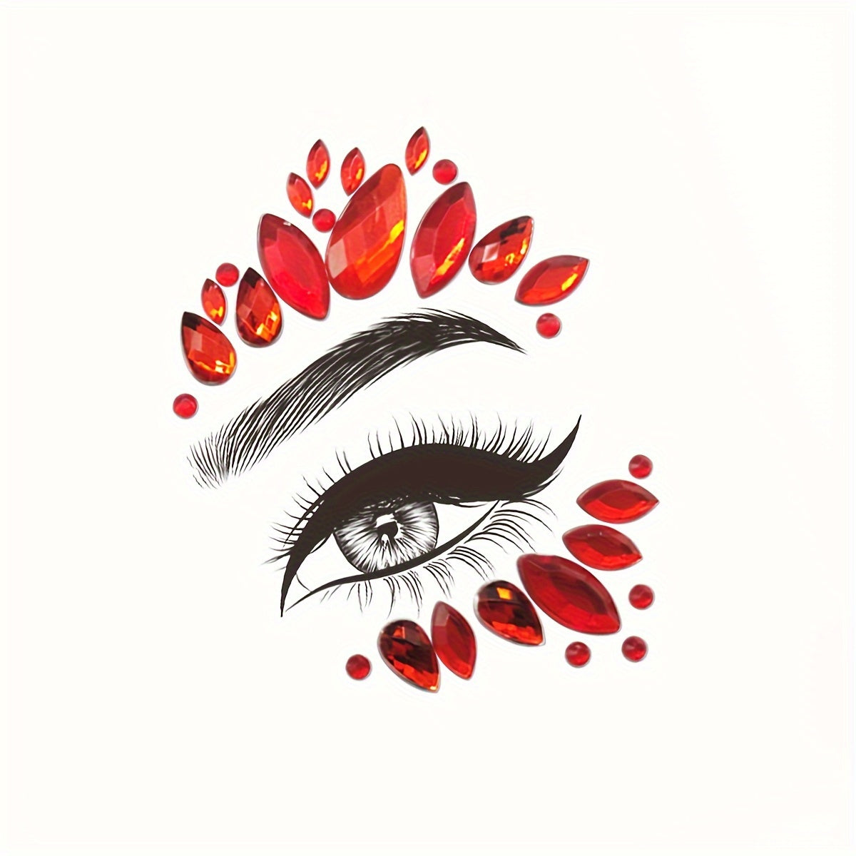 Red Drill Sparkle Face Sticker 1pc Resin Material Daily Glitter