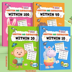 4pcs Math Workbooks Kids 6 10 Daily Practice Colorful Exercises Improve Skills