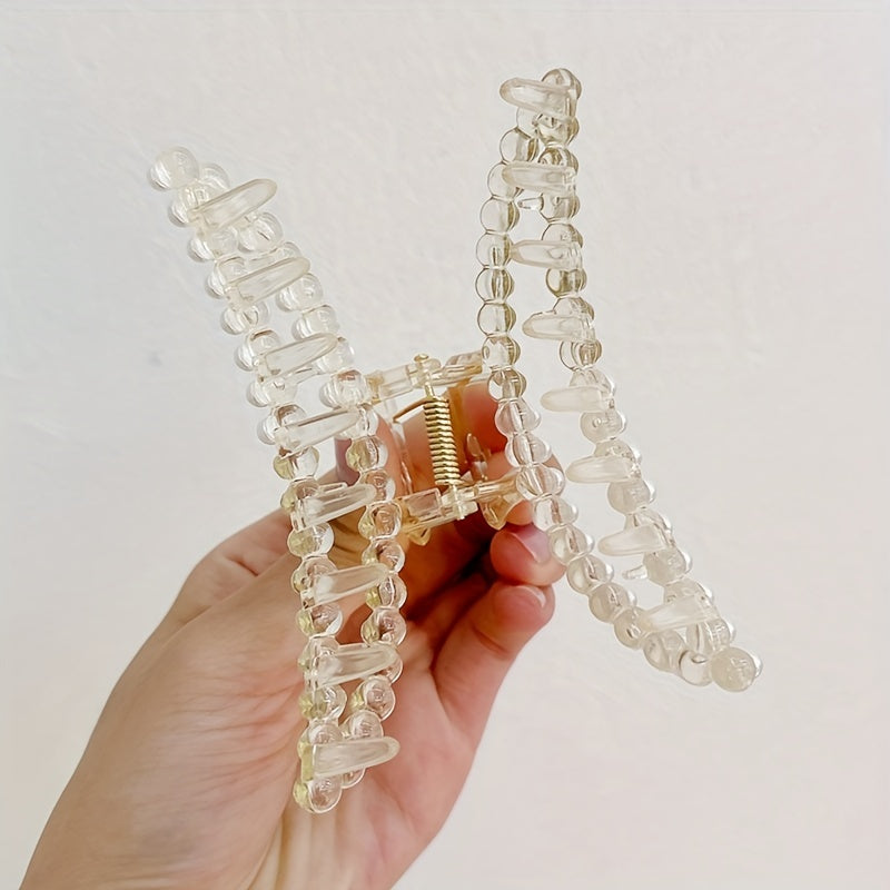Rhinestone Faux Pearl Hair Claw for Women