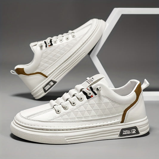 Men's Lace up Sneakers Casual Walking Shoes with PU Leather Upper