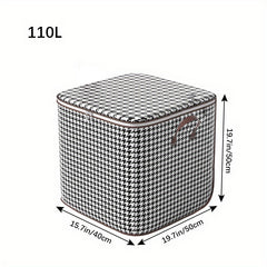 Large Capacity Houndstooth Clothes Storage Bag Dustproof Blanket Handles
