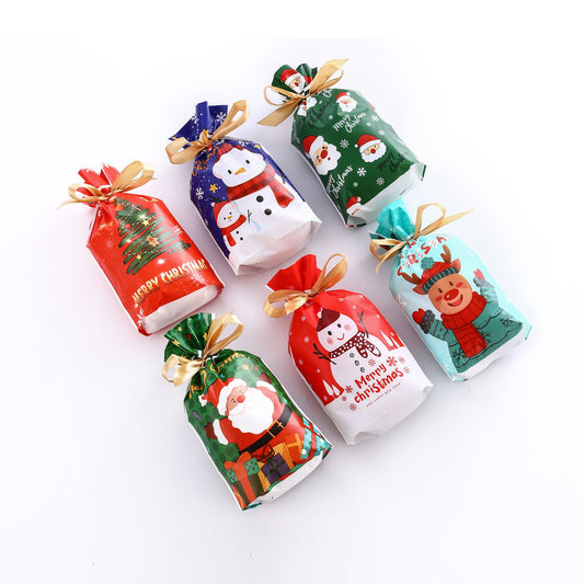 10pcs Christmas & Year Drawstring Bags Ideal for Gift Packing & Candy Baking