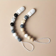 2pcs Silicone Bead Pacifier Clips for Baby Girls & Boys