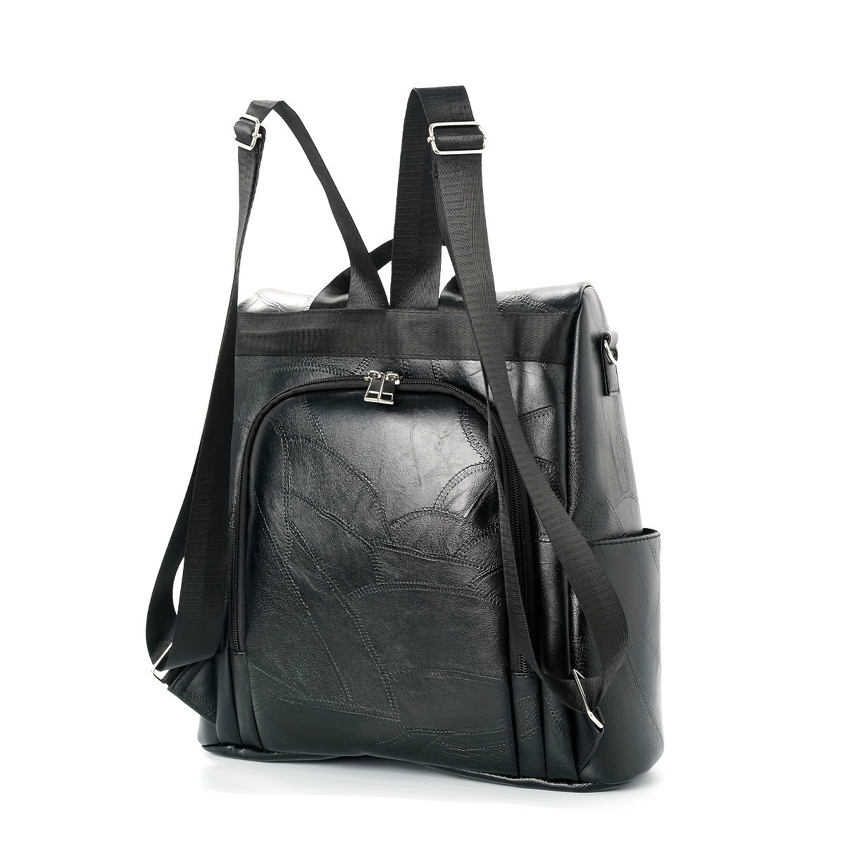Anti Theft PU Leather Backpack Large Capacity School Travel Bag