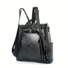 Anti Theft PU Leather Backpack Large Capacity School Travel Bag
