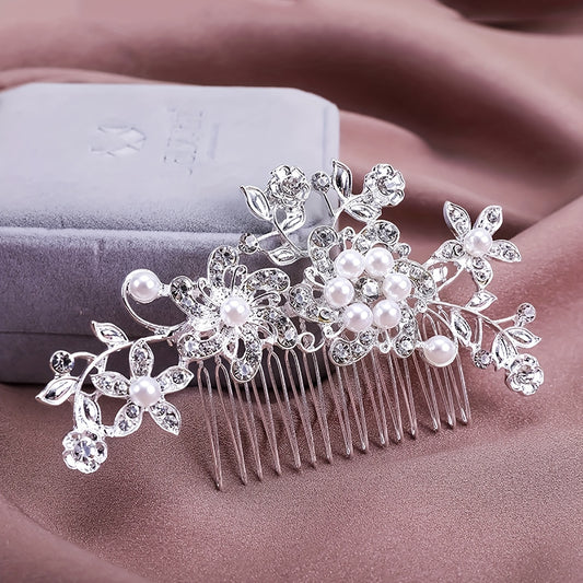 Bride Wedding Hair Comb Pearl Rhinestones Head Accessories