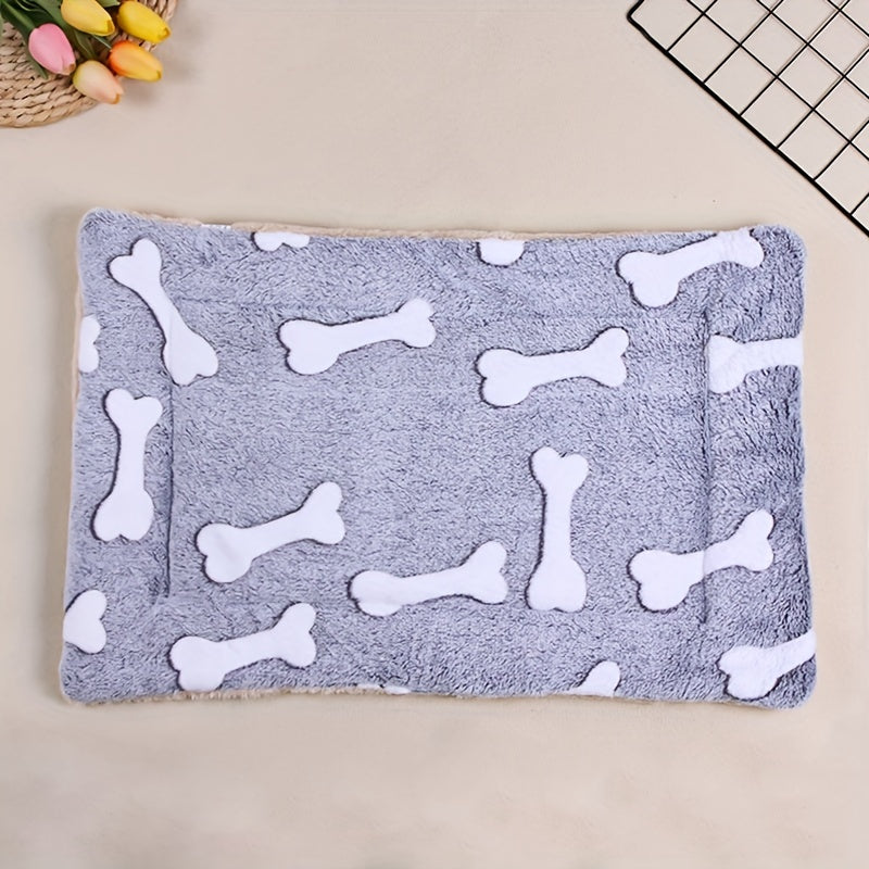 Cartoon Gray Large Bone Pattern Thickened Double Layer Pet Mat
