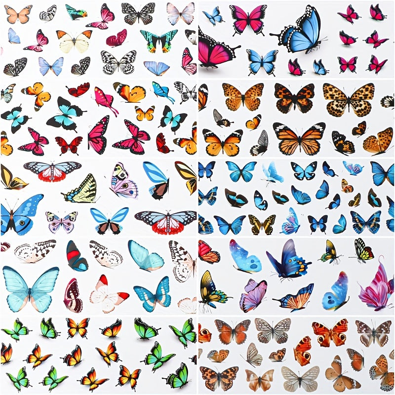 50 Sheet Butterfly Flower Nail Foil Stickers Self Adhesive Nail Art Decals