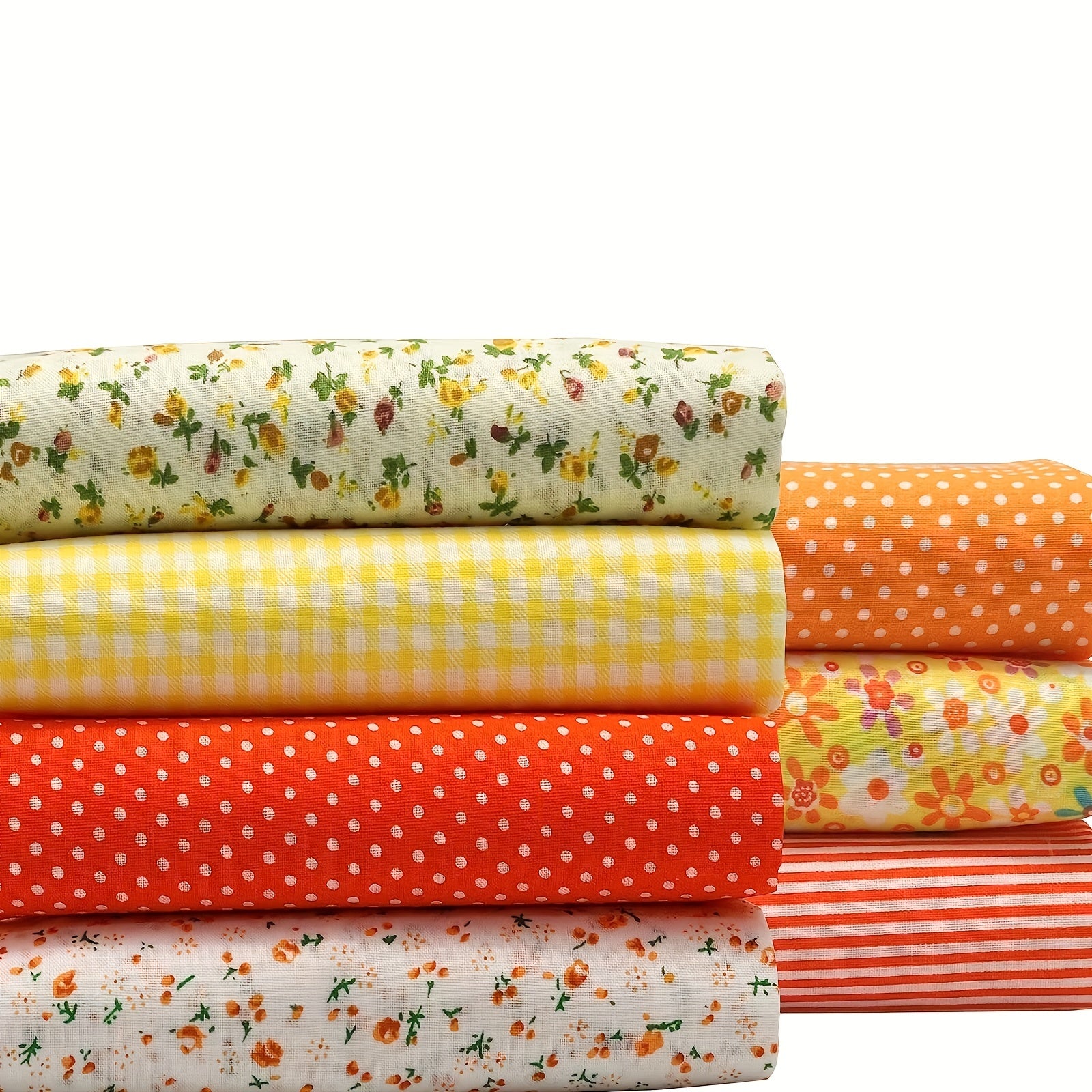 7pcs Yellow Sewing Pattern Fabric Pre Cut Square Bed Sheets For Quilting