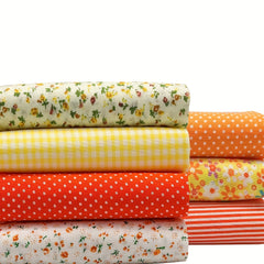 7pcs Yellow Sewing Pattern Fabric Pre Cut Square Bed Sheets For Quilting