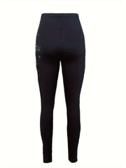 High Rise Rhinestone Letter Skinny Pants