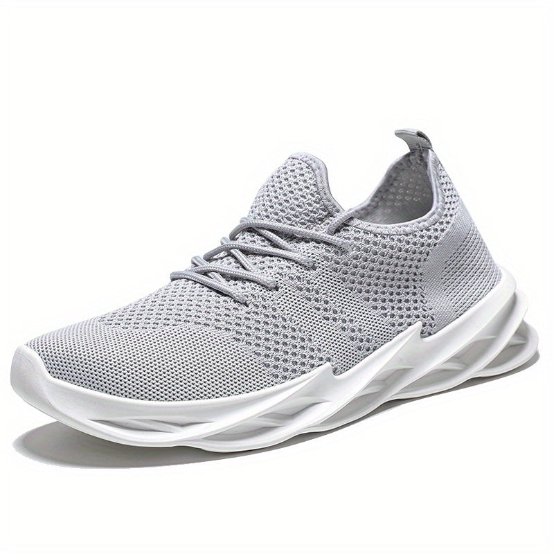 Men's Breathable Lace Up Knitted Blade Sneakers