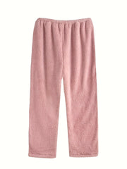  Solid Fleece Lined Warm Fluffy Home Wear Pants