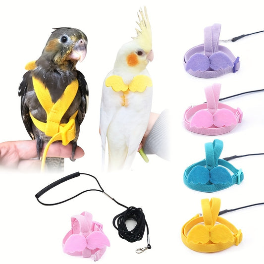 Adjustable Parrot Bird Harness Leash Anti Bite Nylon Rope Wings