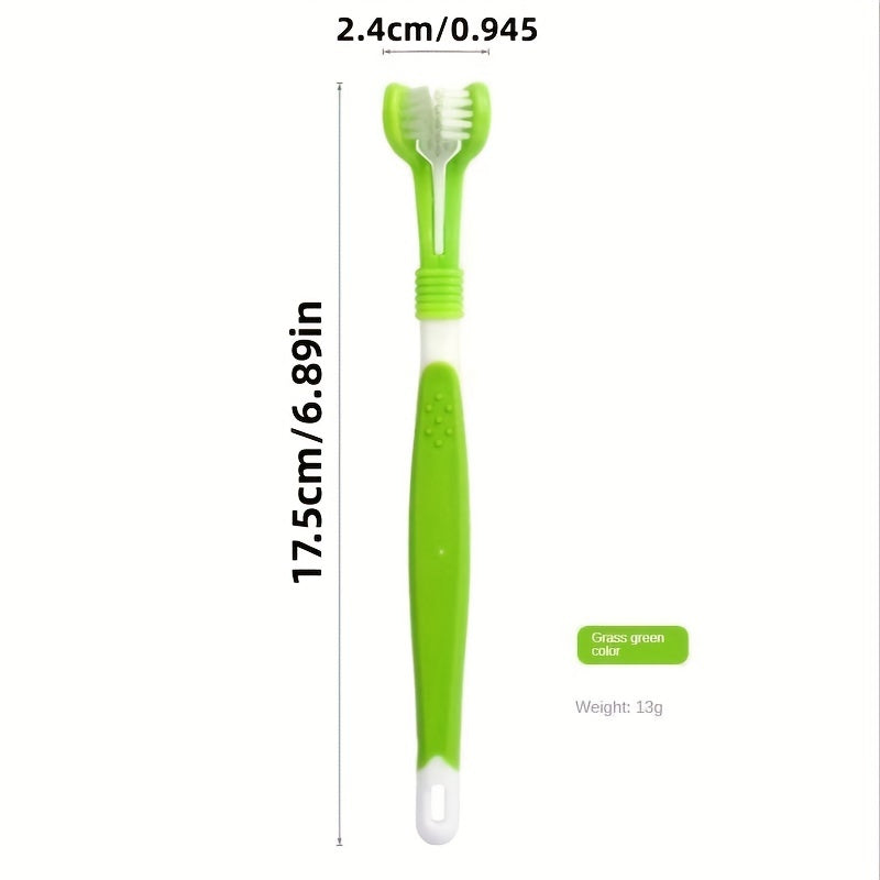 3-Sided Soft Bristle Pet Toothbrush for Effective Teeth Cleaning