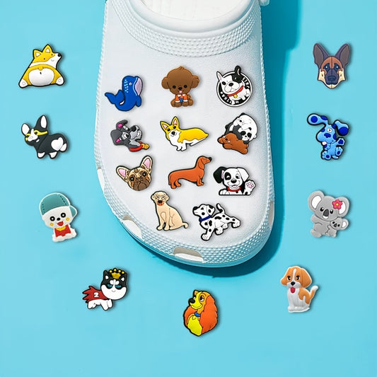 20pcs Animal Shoes Charms For Clogs Bubble Slides Sandals Dog Pattern Decor