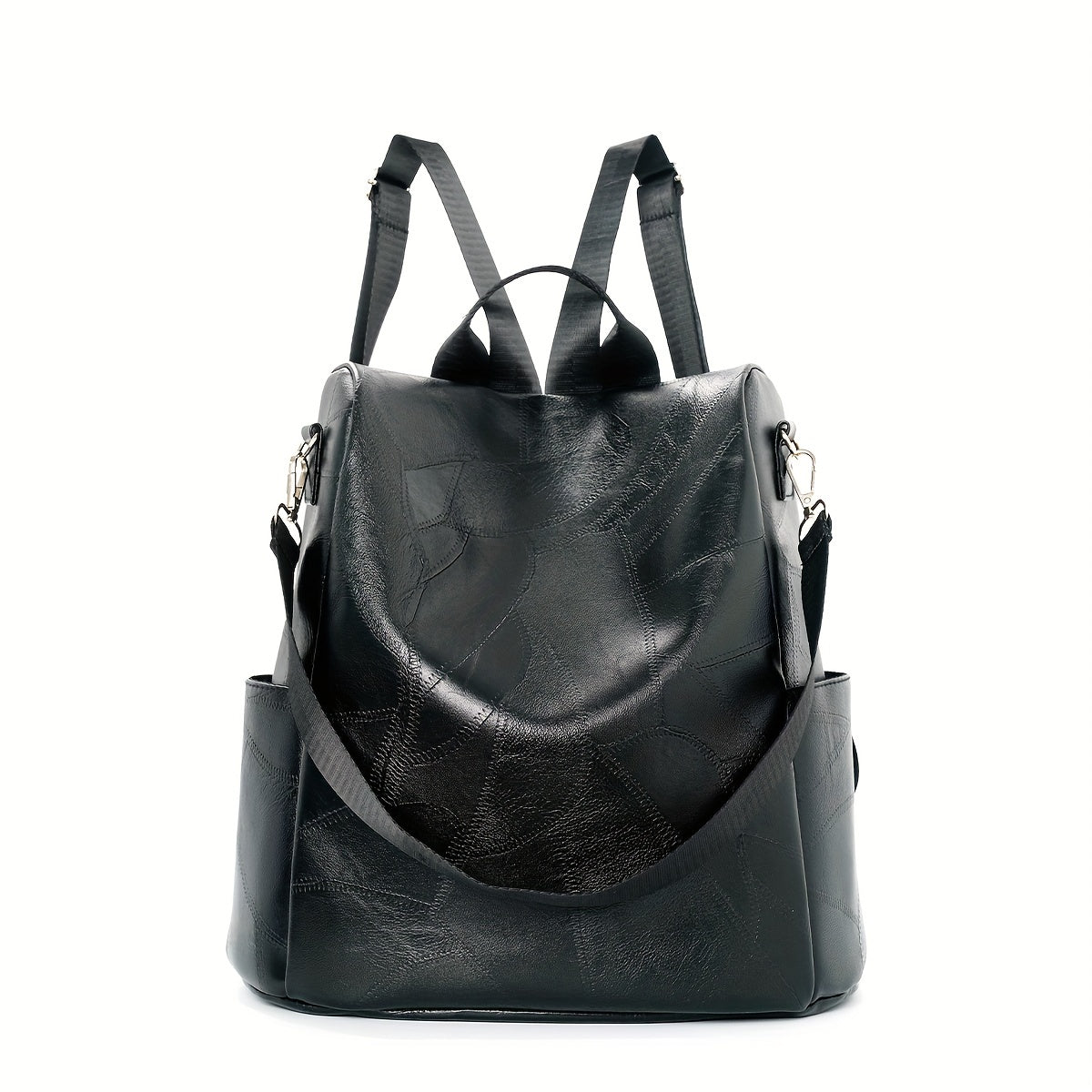 Anti Theft PU Leather Backpack Large Capacity School Travel Bag