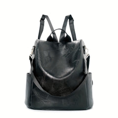 Anti Theft PU Leather Backpack Large Capacity School Travel Bag