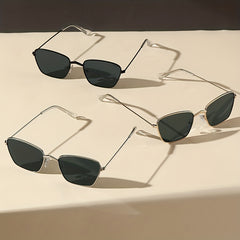 Square Metal Sunglasses UV400 Anti Glare for Men Women