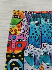  Abstract Cat Print High Rise Skinny Legging
