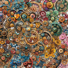 50pcs Steampunk Gears Waterproof Stickers Intricate Mechanical Self Adhesive