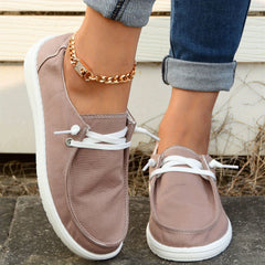 Women's Khaki Boat Shoes Platform Lace Up Canvas Sneakers