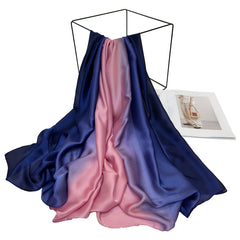 Gradient Satin Scarf Hijab Breathable Shawl Silk Head Wrap