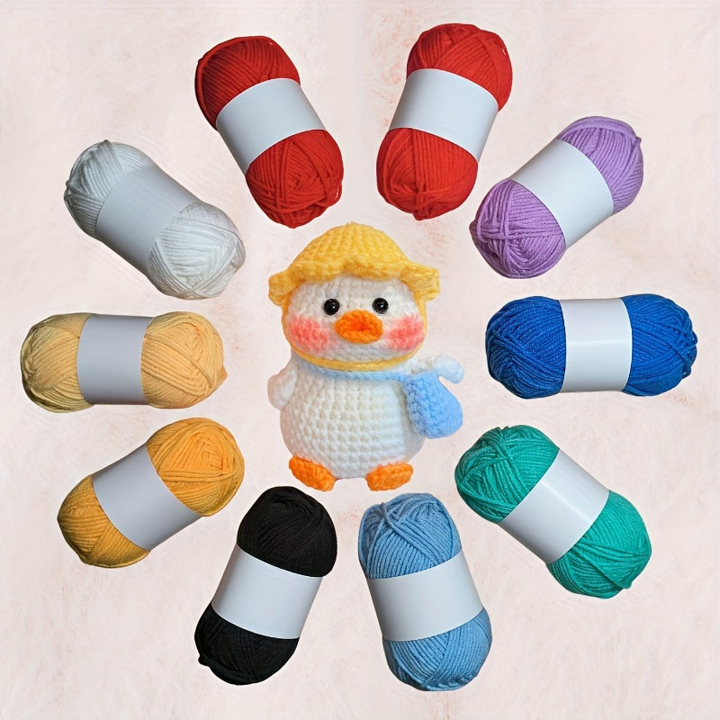 10pcs Solid Yarn In 10 Colors For Knitting Crocheting Weaving 25g