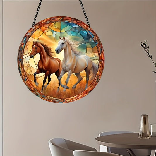 Funny Horse Suncatcher Stained Window Hanging Outdoor Housewarming Decor