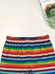 Rainbow Striped Leggings Girls All Seasons Sports Gift