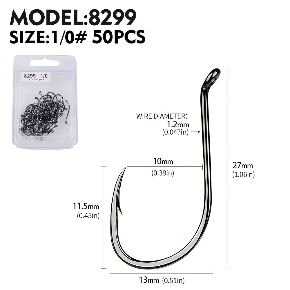 PROBEROS 50pcs Fishing Hooks, High Carbon Steel Fishhooks, Corrosion Resistant