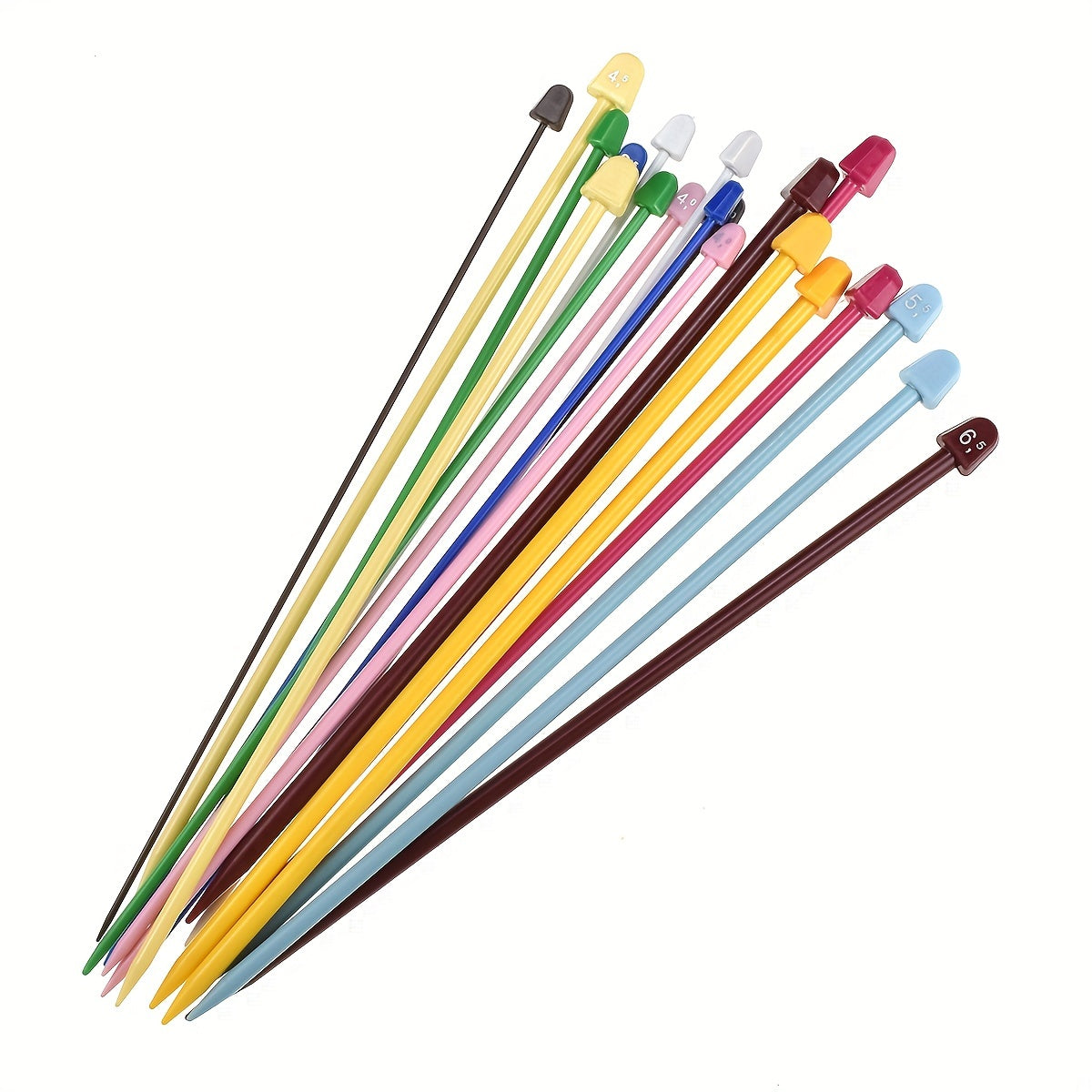10 Pairs Colored Straight Single Pointed Knitting Needles Set 2mm-6.5mm