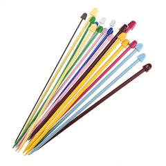 10 Pairs Colored Straight Single Pointed Knitting Needles Set 2mm-6.5mm