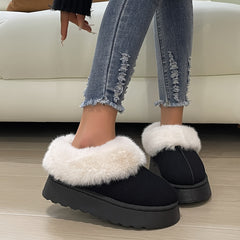 Fall Plush Fur Lined Snow Boots Suede Ankle Boots