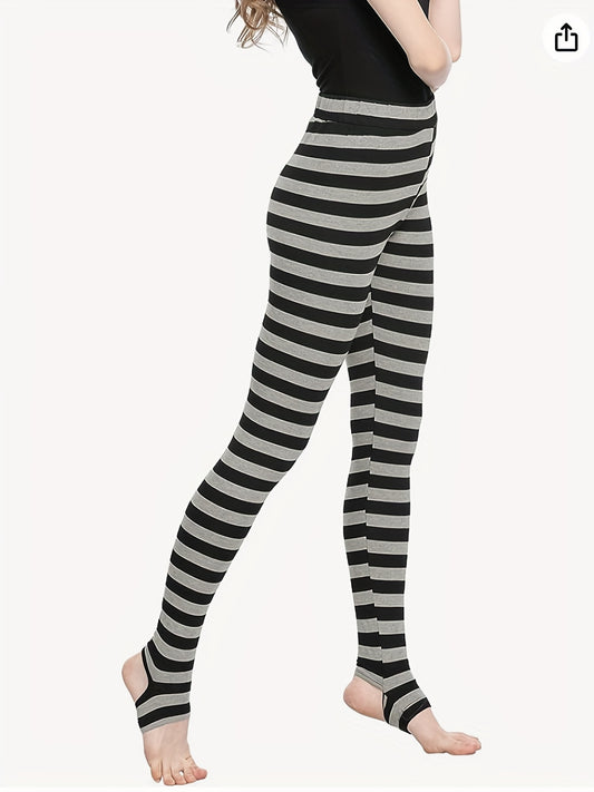 Striped Print High Waist Yoga Leggings