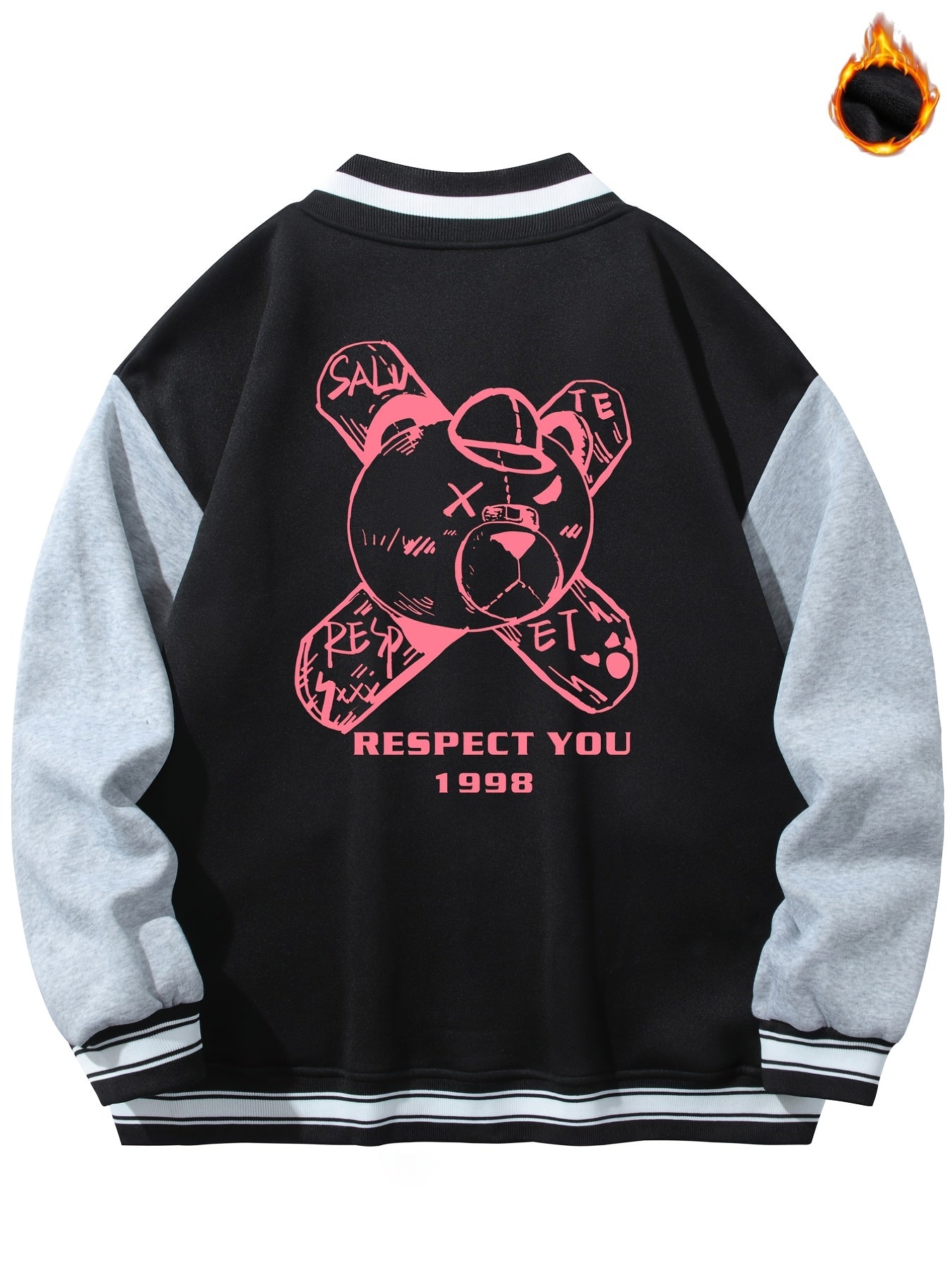 Men's Long Sleeves Angel Wana Be Bear Print Jacket