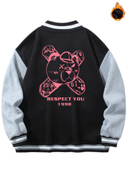 Men's Long Sleeves Angel Wana Be Bear Print Jacket