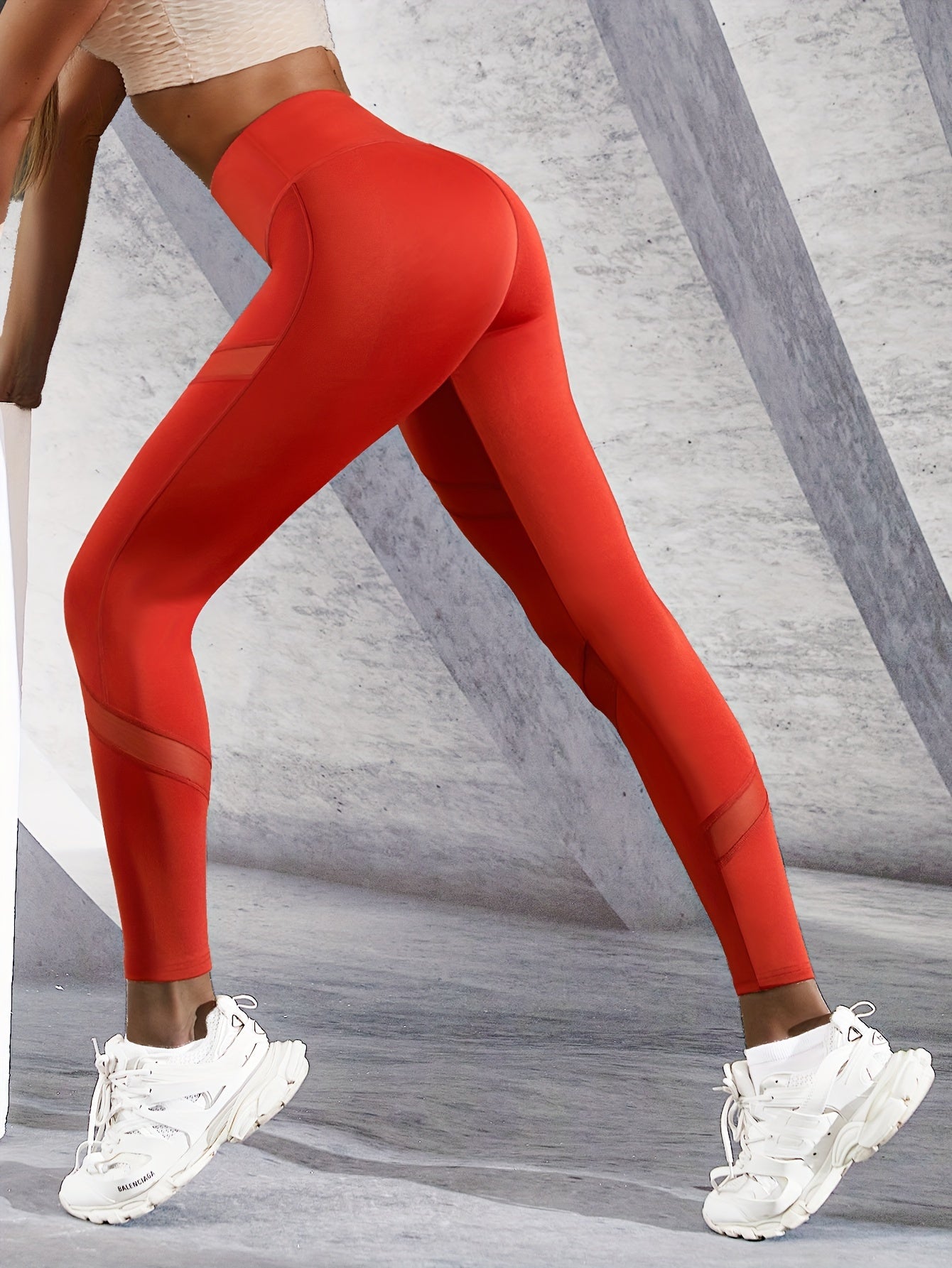 Mesh Contrast Breathable Leggings High Waist Yoga Pants